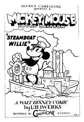 1928 年のアニメ「蒸気船ウィリー」のオリジナル ポスター