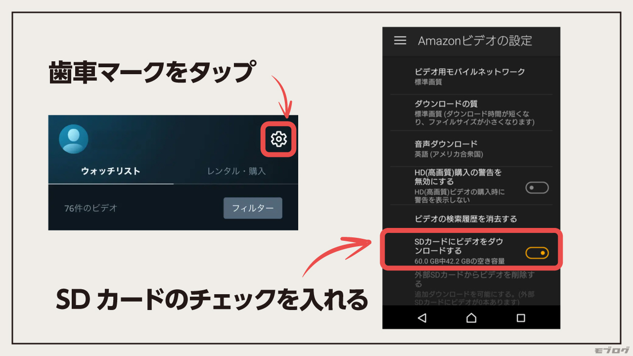 AmazonプライムビデオをSDカードにダウンロードする方法